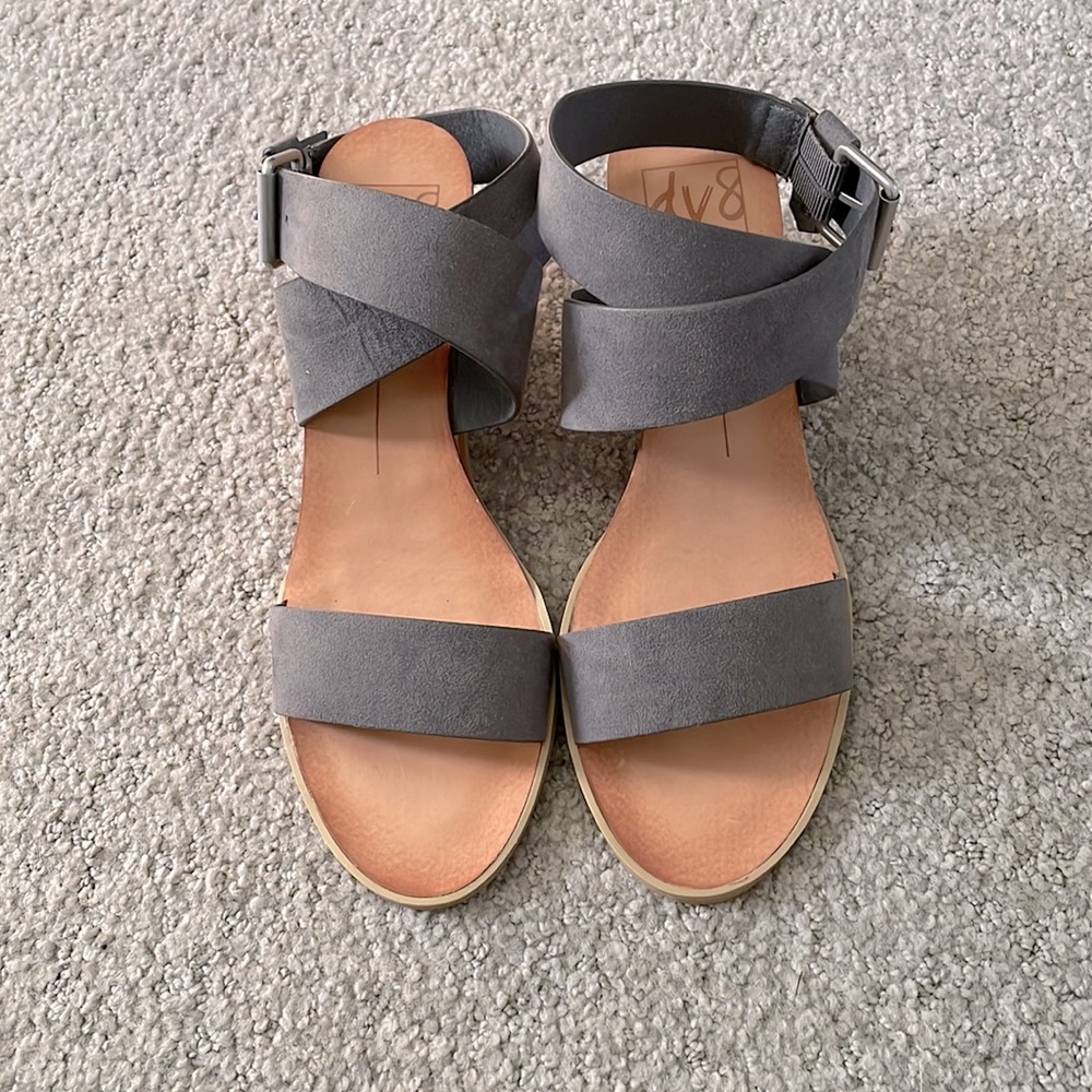 DV8 dusty blue grey wedges 8 1/2